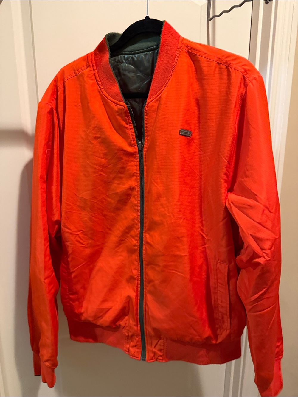 Akoo Men's Orange  olive double sided Bomber Jacket